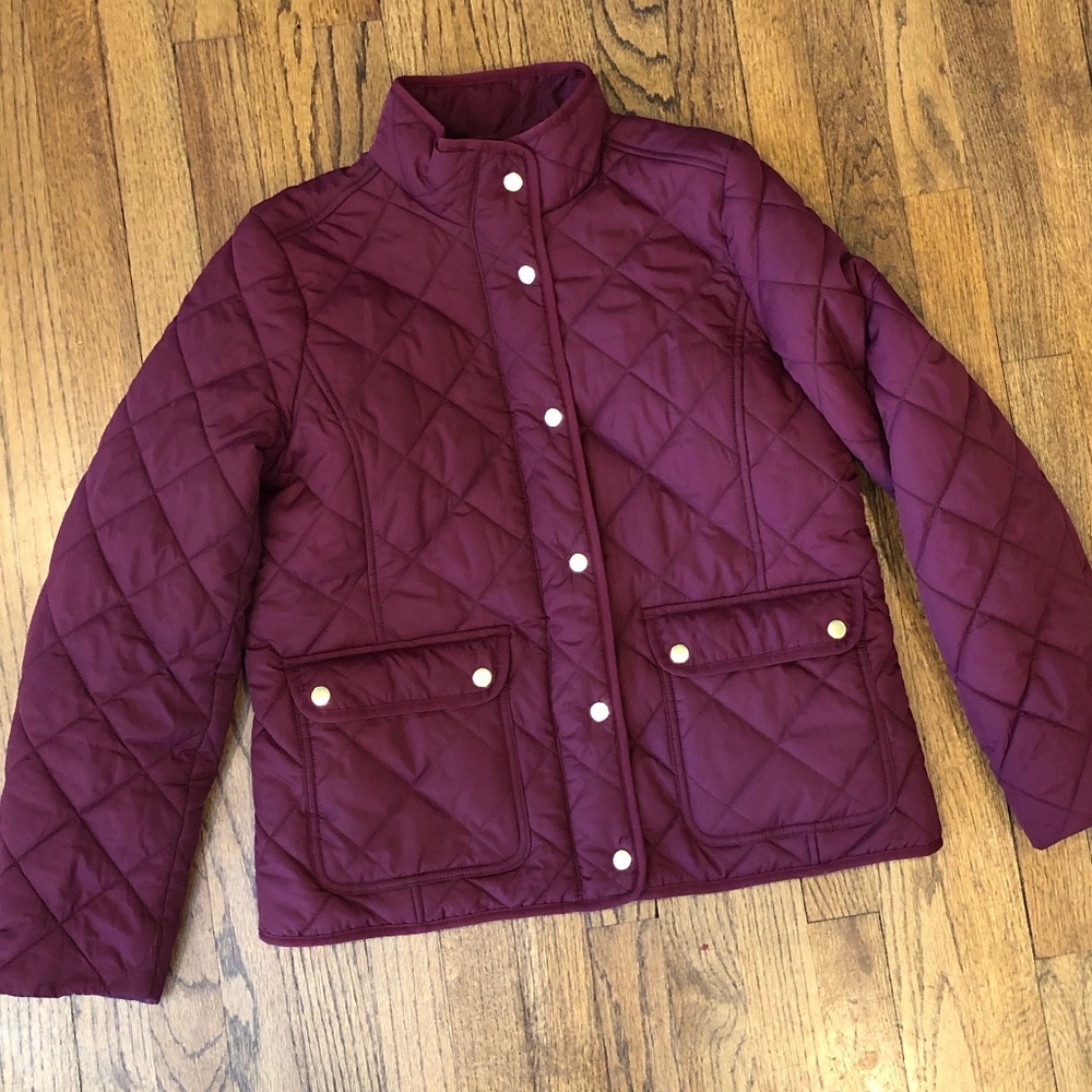 J. Crew quilted jacket Womens size L - maroon